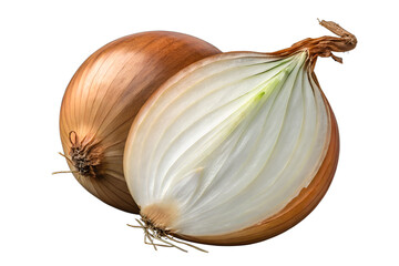 Fresh whole onion isolated on transparent background