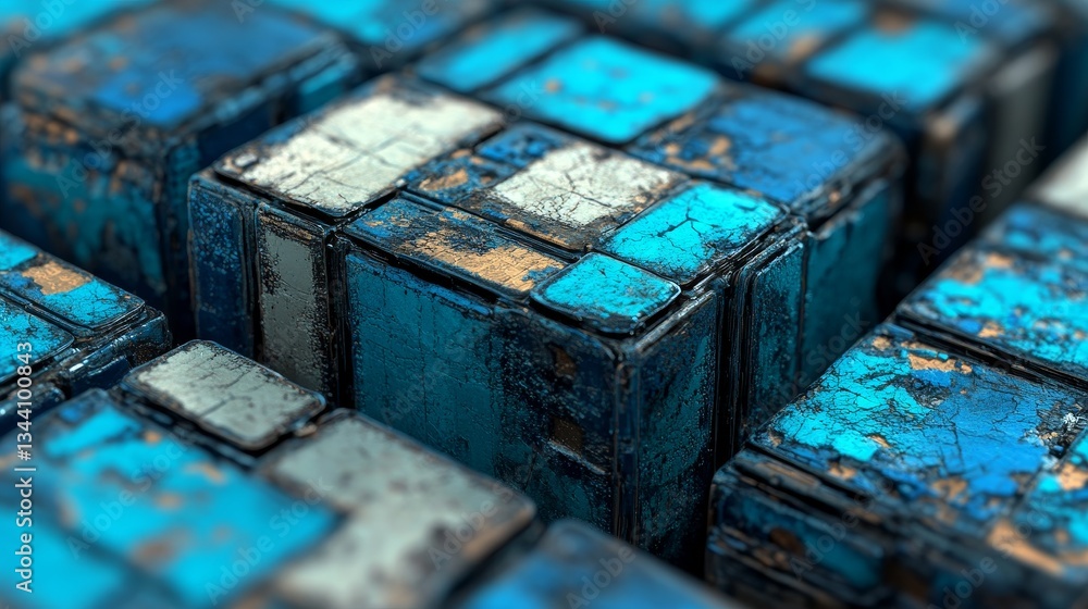 Poster background featuring multicolored 3d blocks, a tech-inspired wallpaper with natural aqua hues, creat