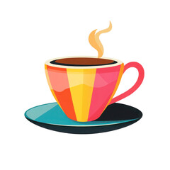 cup of steaming coffee flat design illustration isolated on transparent background