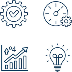 Optimization Icons Set - Editable Stroke, SEO, Digital Marketing, Performance, Data, Strategy Symbols