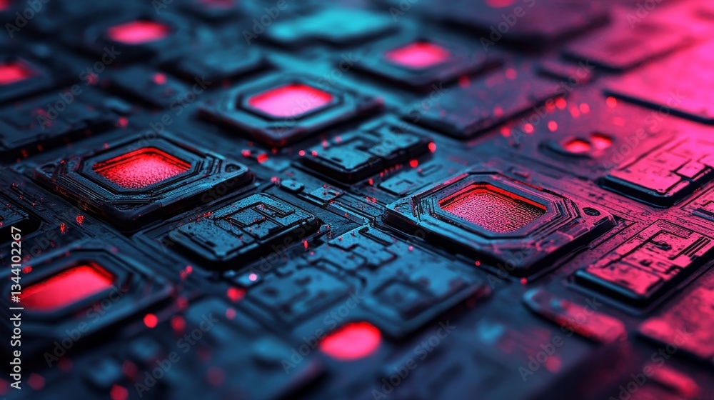 Poster background featuring a futuristic, orange digital grid, suitable for network tech wallpaper, created