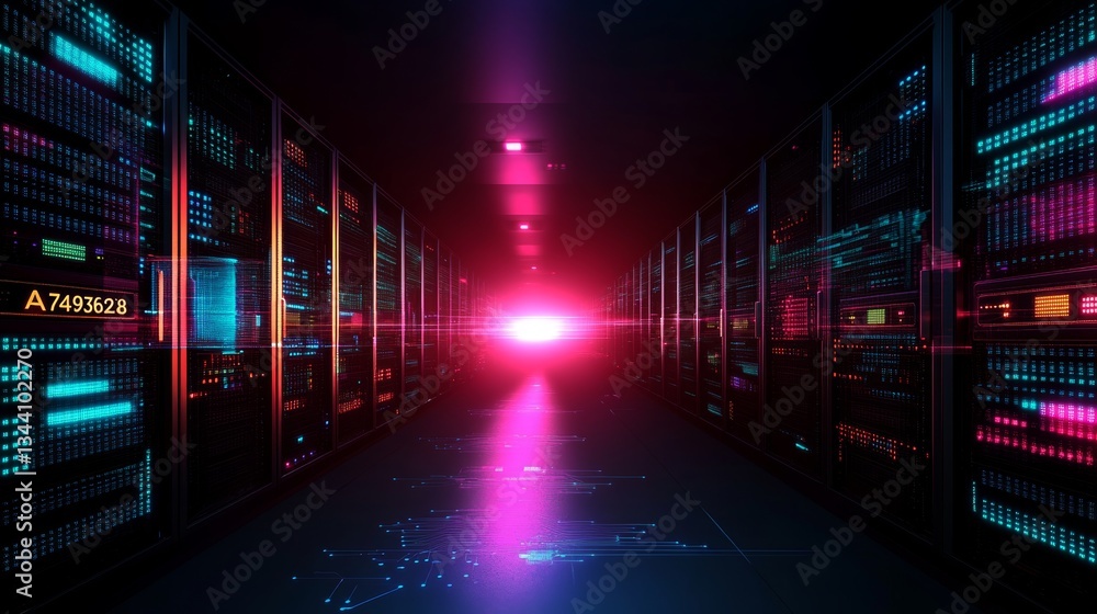 Poster a concept of entertainment technology is depicted with a movie symbol integrated on a microchip, whe
