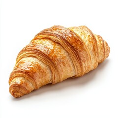 Freshly baked croissant, golden brown and flaky, perfect for breakfast or a delightful snack.