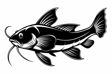 catfish line art silhouette vector illustration