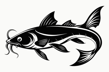 catfish line art silhouette vector illustration