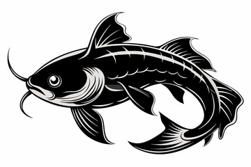 catfish line art silhouette vector illustration