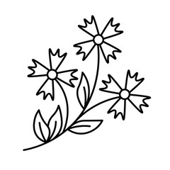 Stylized outline drawing of a flower. Simple and elegant doodle for a spring mood.