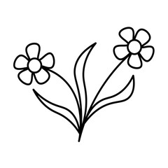Fototapeta premium Stylized outline drawing of a flower. Simple and elegant doodle for a spring mood.