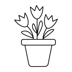  A simple hand-drawn sketch of a sprouting plant in a pot, symbolizing growth and spring.