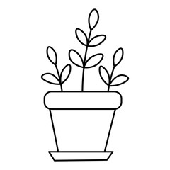  A simple hand-drawn sketch of a sprouting plant in a pot, symbolizing growth and spring.