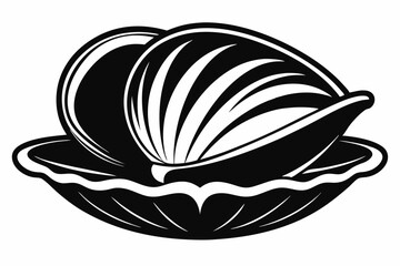 clam line art silhouette vector illustration