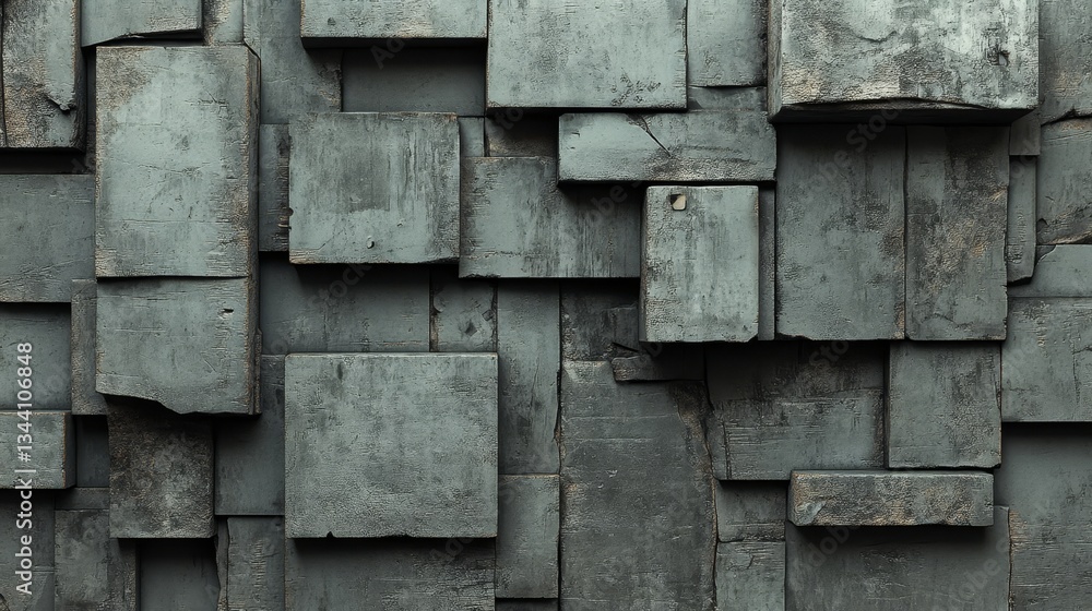 Poster a wall formed by polished concrete mosaic tiles is set against a 3d block background made of semiglo