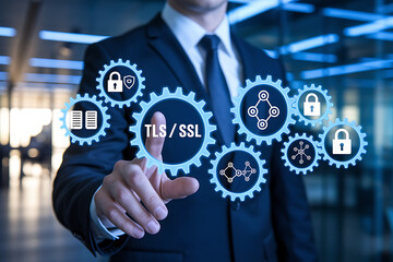 TLS/SSL Encryption – Secure Data Transmission & Cybersecurity, secure connection, HTTPS, website security, digital certificate, data encryption, network security, TLS handshake, SSL certificate.
