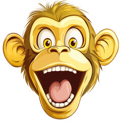 Funny monkey face flat design illustration isolated on transparent background