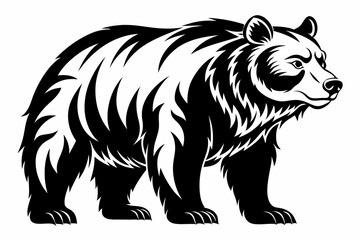 grizzly bear line art silhouette vector illustration