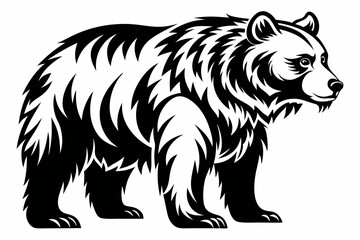 grizzly bear line art silhouette vector illustration