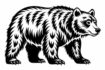 grizzly bear line art silhouette vector illustration
