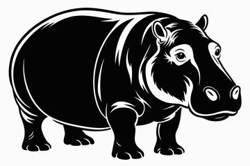 Fototapeta premium hippopotamus line art silhouette vector illustration