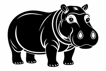 hippopotamus line art silhouette vector illustration