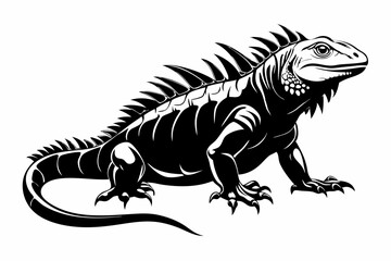 iguana line art silhouette vector illustration