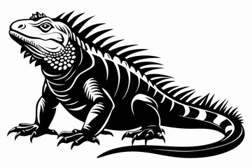 iguana line art silhouette vector illustration