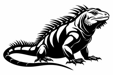 iguana line art silhouette vector illustration
