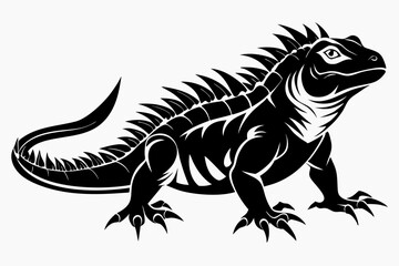 iguana line art silhouette vector illustration