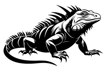 iguana line art silhouette vector illustration