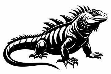 iguana line art silhouette vector illustration