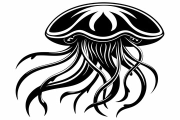 Obraz premium jellyfish line art silhouette vector illustration