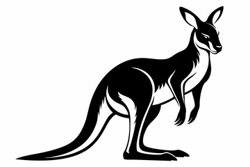 kangaroo line art silhouette vector illustration