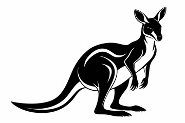 kangaroo line art silhouette vector illustration