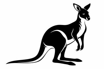 kangaroo line art silhouette vector illustration