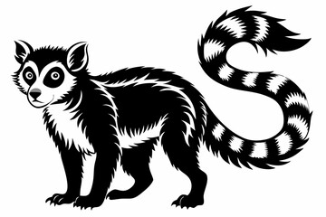 lemur line art silhouette vector illustration