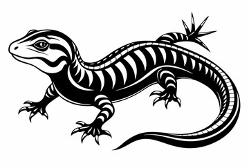 lizard line art silhouette vector illustration