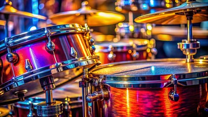 Obraz premium Macro Photography: Close-Up of Drum Set Hardware, Metallic Textures, Musical Instrument Details