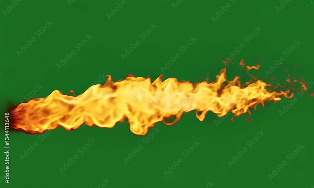 Aufkleber green screen video frame of a fiery explosion with intense flames on a solid green background for vi