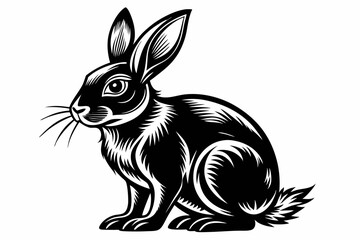 rabbit line art silhouette vector illustration