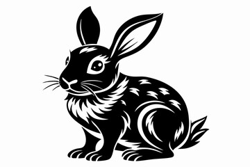 rabbit line art silhouette vector illustration