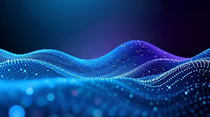 smooth blue and violet flowing wave of glowing particles with soft light transitions