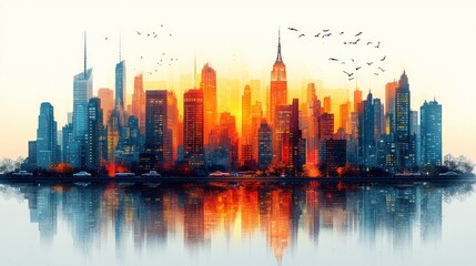 Obraz premium Traveling the World on World Tourism Day September 27th Vibrant Retro Futuristic Cityscape Illustration