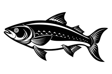 salmon fish line art silhouette vector illustration