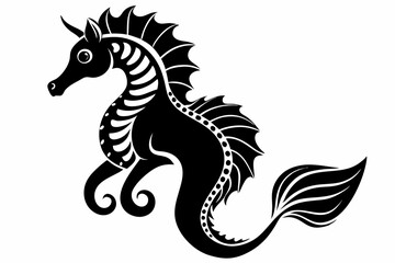 seahorse line art silhouette vector illustration