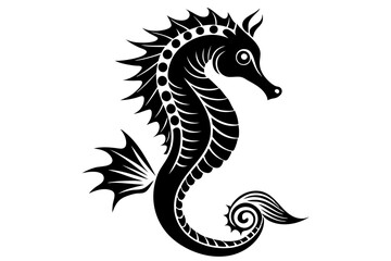 seahorse line art silhouette vector illustration
