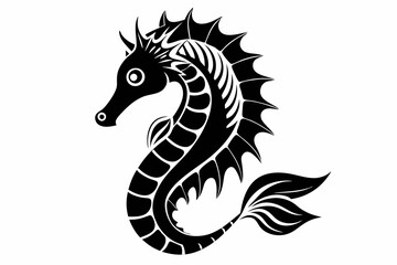seahorse line art silhouette vector illustration