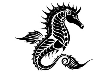 seahorse line art silhouette vector illustration