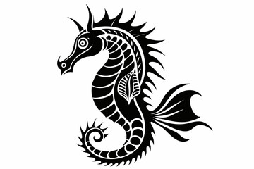 seahorse line art silhouette vector illustration