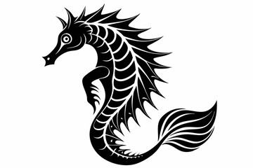 seahorse line art silhouette vector illustration