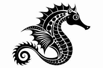 seahorse line art silhouette vector illustration