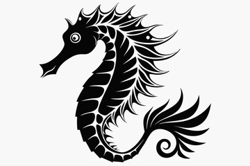 seahorse line art silhouette vector illustration